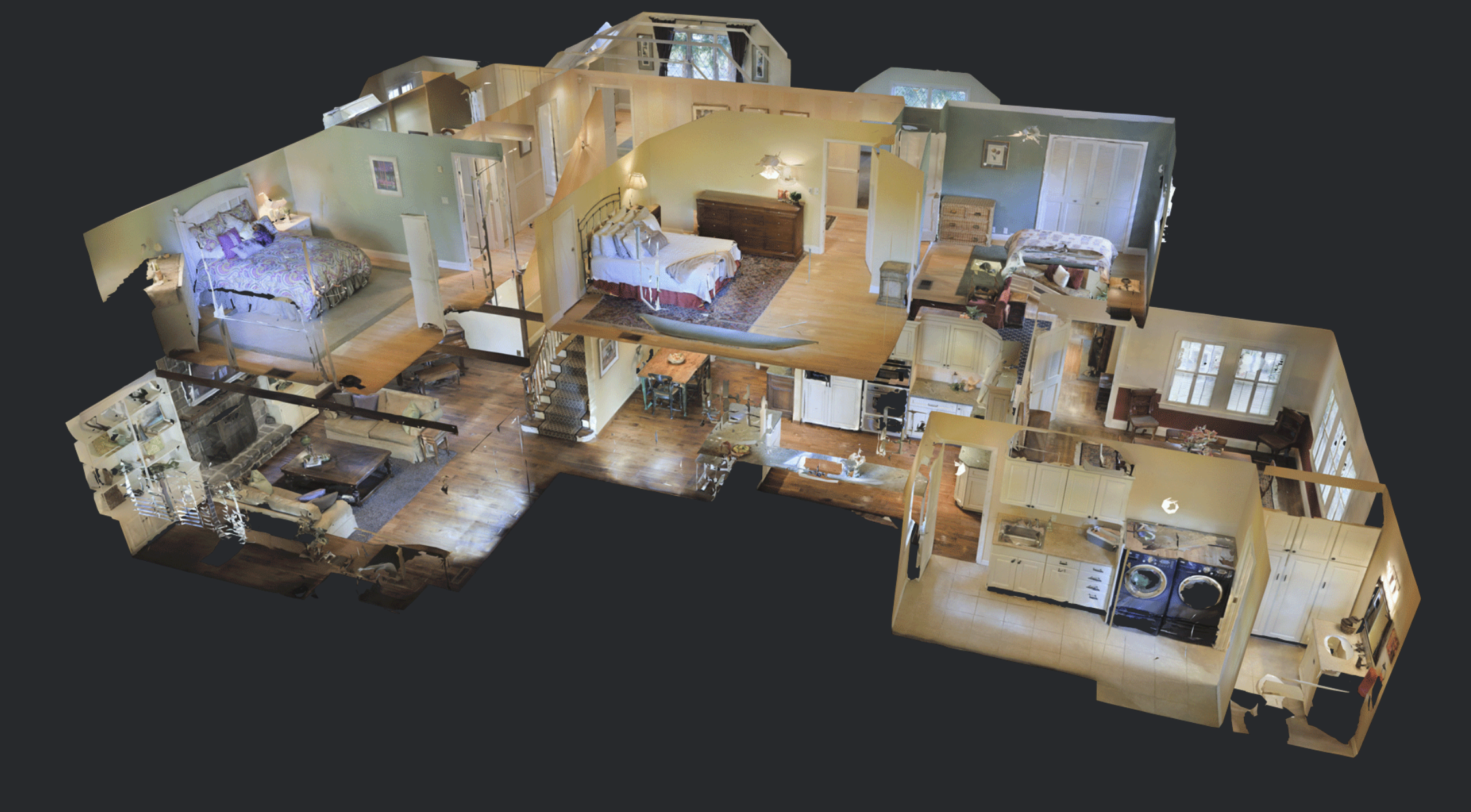 The dollhouse view found in the Matterport 3D digital twin and virtual tour