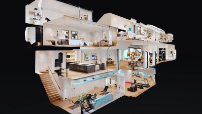 Comprehensive dollhouse view of the 3D digital twin experience